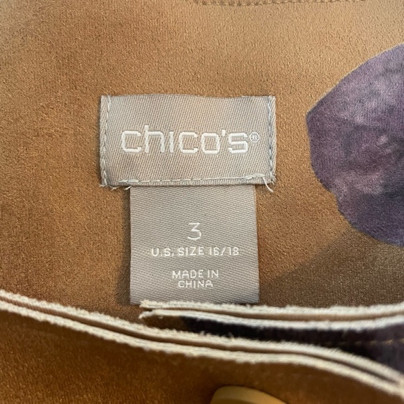 Chico’s Scuba Floral Print Faux Suede Jacket Size 3 US 16-18 - Picture 2 of 7